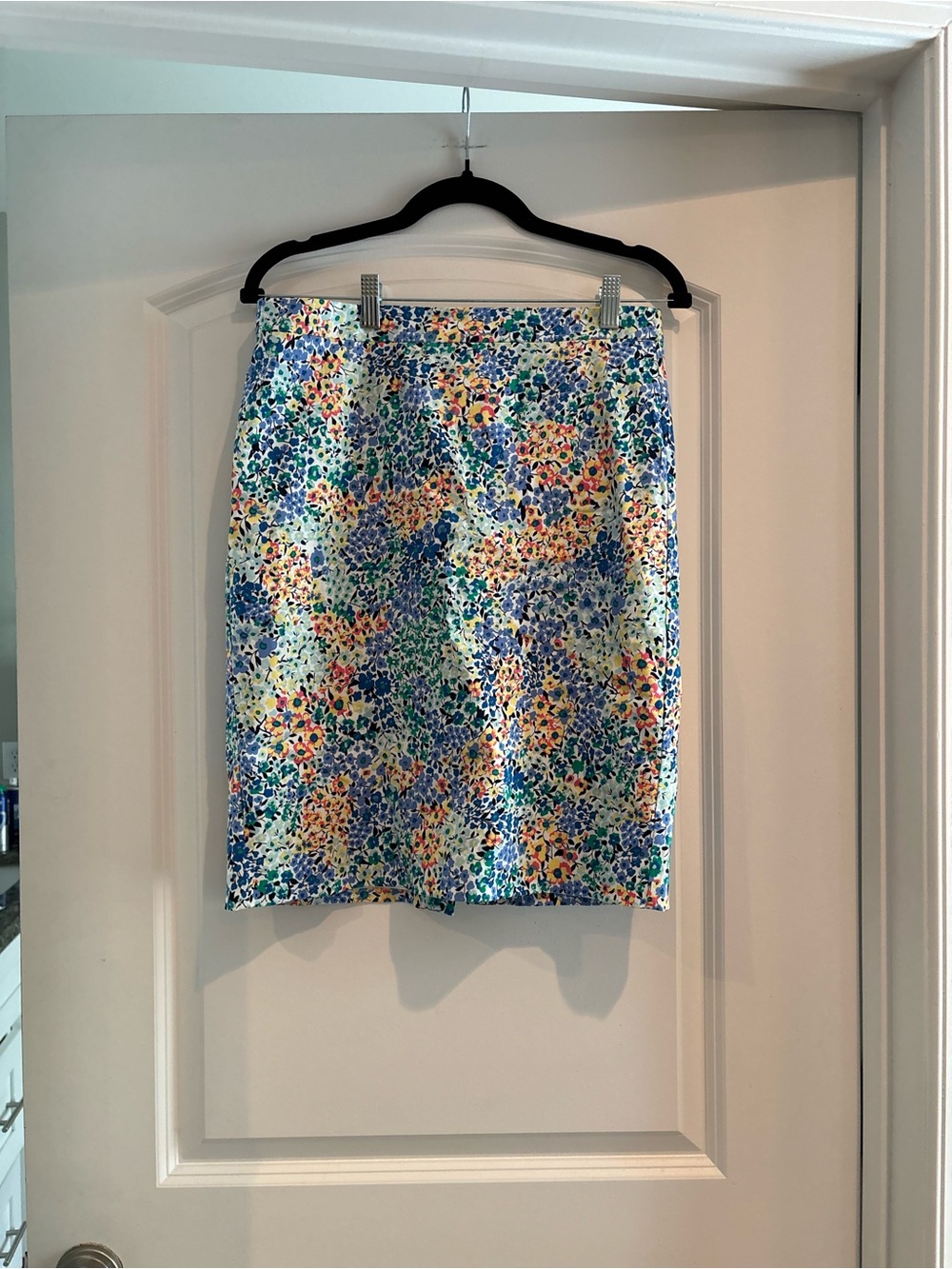 J. Crew Factory Floral Pencil Skirt in Blue Multi